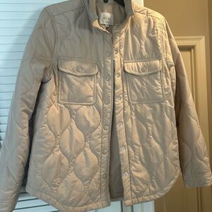 Love Tree Quilted Cream Puffer Jacket